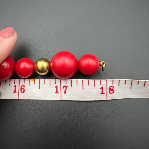 Vintage Monet Beaded Red Gold Choker Necklace Retro Colorful Bold - Picture 3 of 3
